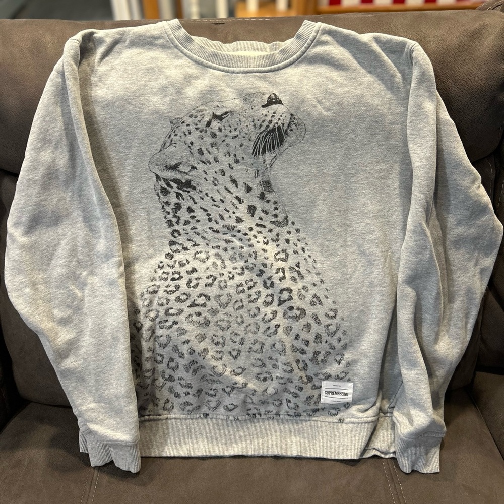 Gray cheetah print sick sweater
